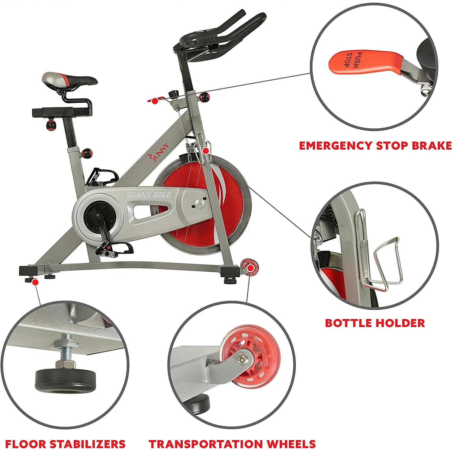 Sunny Health & Fitness Indoor Cycling Bike with 40 LB Flywheel and Dual Felt Resistance - Pro / Pro II