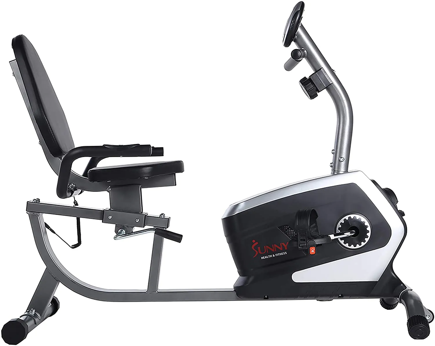 Sunny Health & Fitness Magnetic Recumbent Exercise Bike, Pulse Rate Monitoring, 300 lb Capacity, Digital Monitor and Quick Adjustable Seat | SF-RB4616