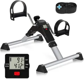 TABEKE Pedal Exerciser Under Desk Bike - Folding Pedal Exerciser for Arm/Leg Workout, Portable Desk Bike Peddler Exerciser with LCD Display