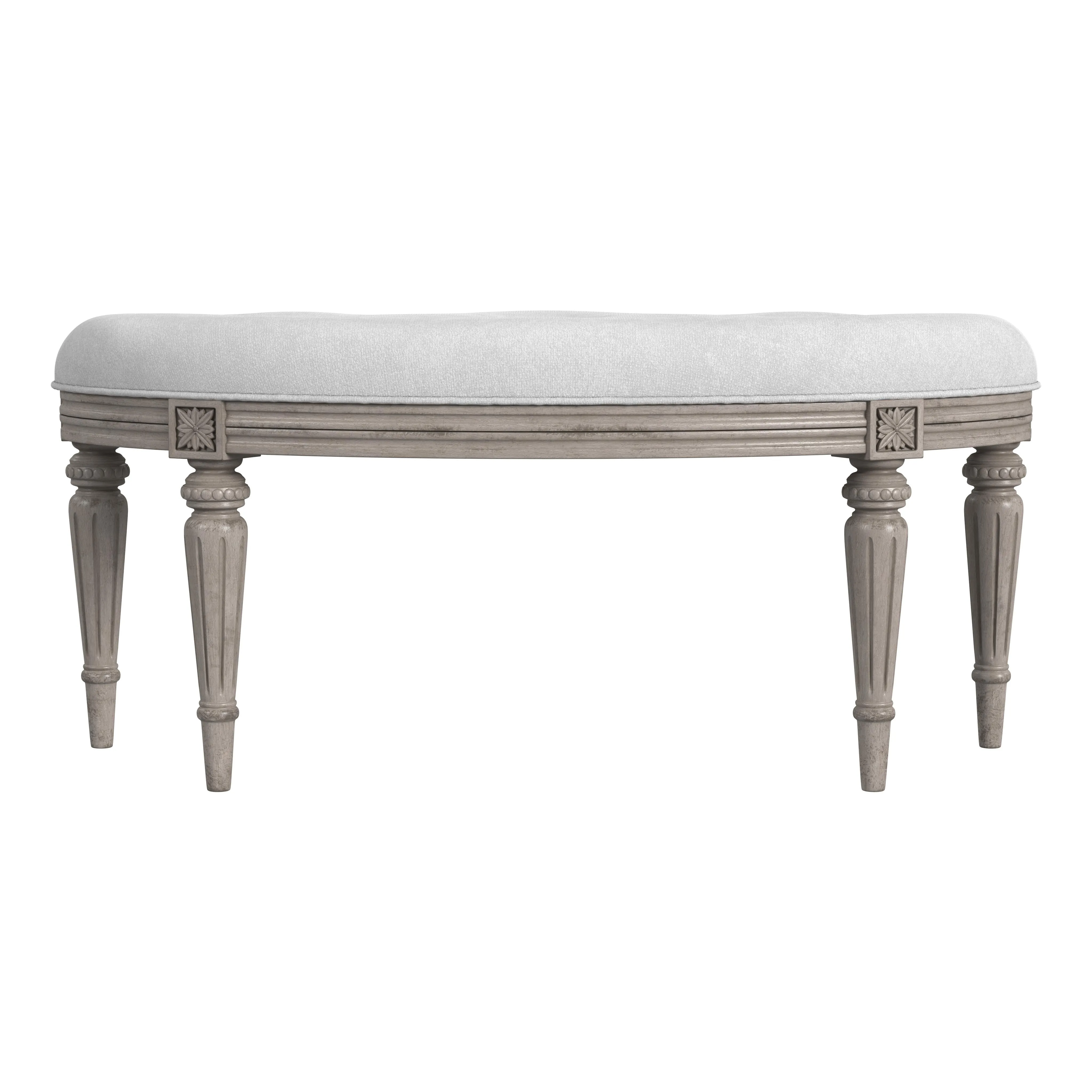 Tamara Upholstered Demilune 45"W Bench in Gray,Tan/Beige  1120247