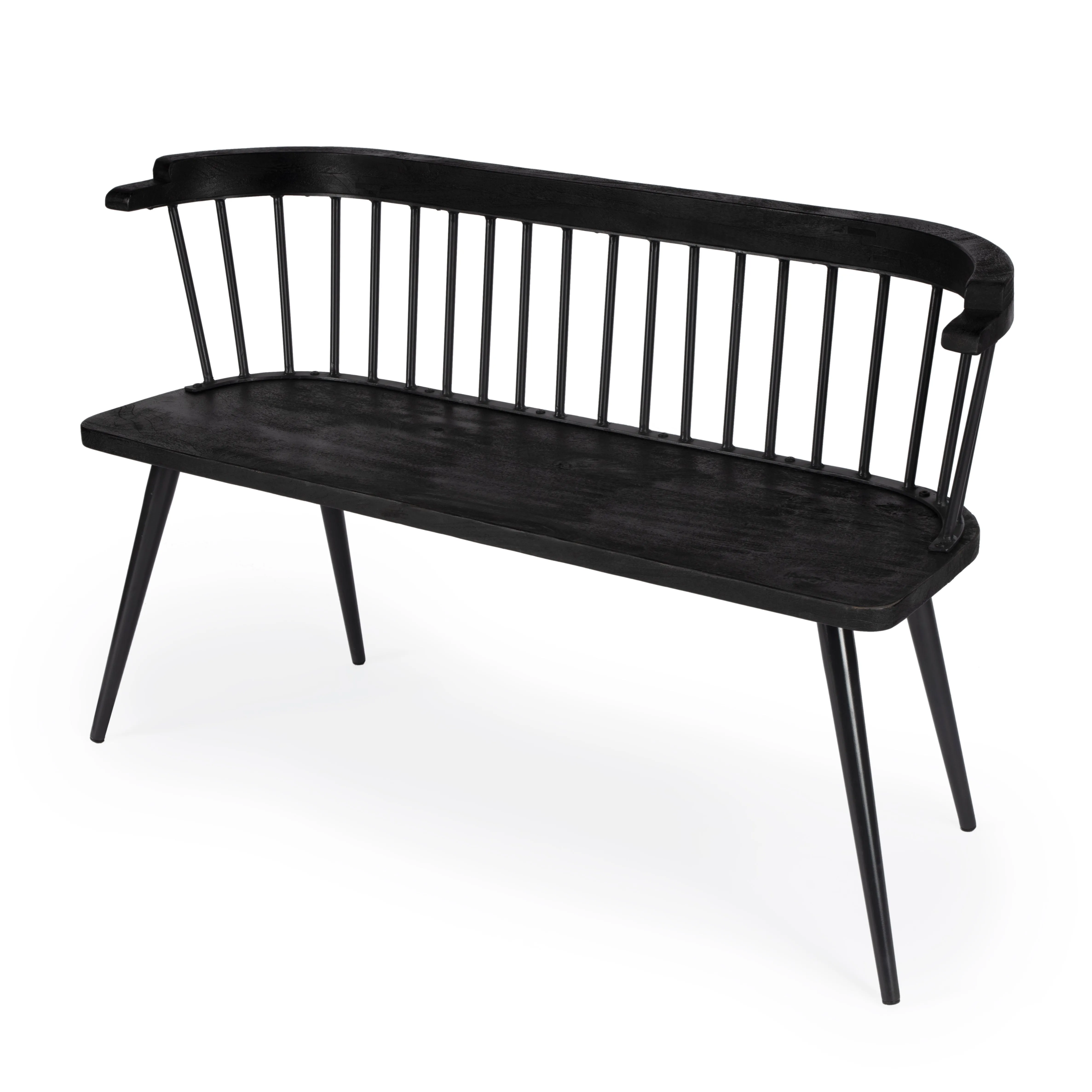 Tempe Mango Wood Spindle Back  51.25"W Bench in Black  5615295