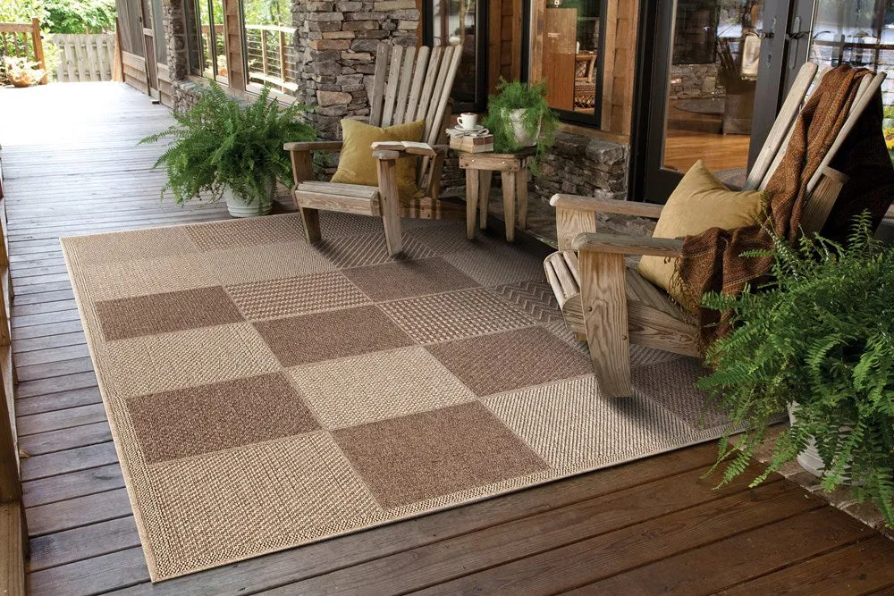 TERRACE blokcs light stone  indoor outdoor latex back Floor rug