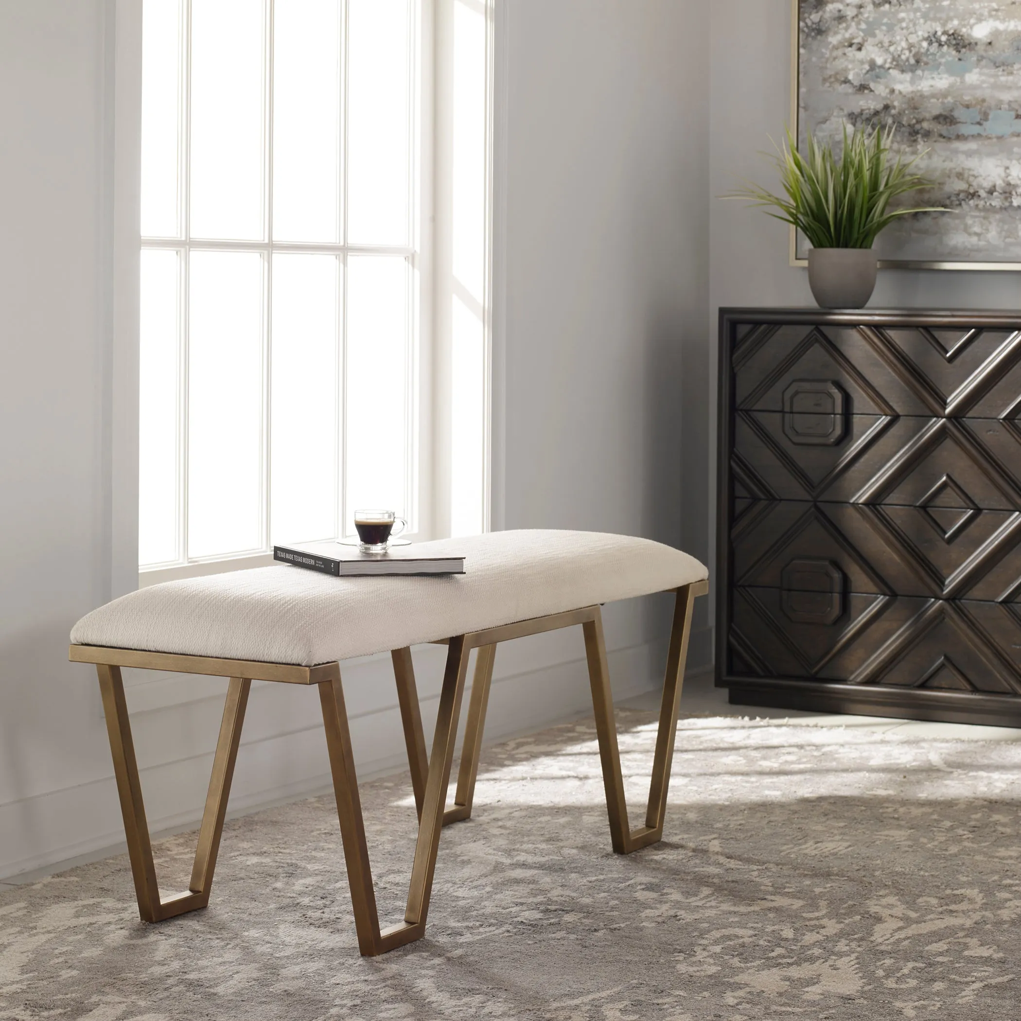 Uttermost Farrah Geometric Bench