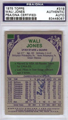 Wali Jones Autographed 1975 Topps Card #319 Utah Stars PSA/DNA #83448067