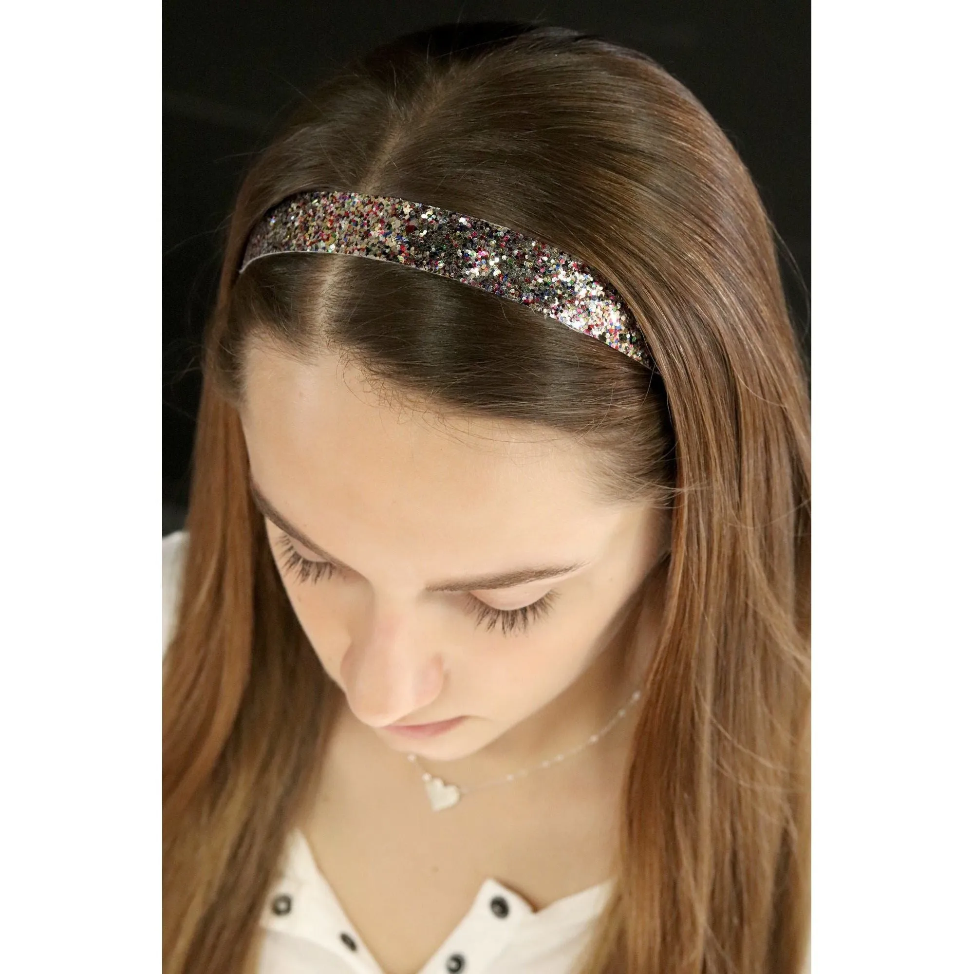 White Gold Zebra Glitter Headbands - 12 Pack